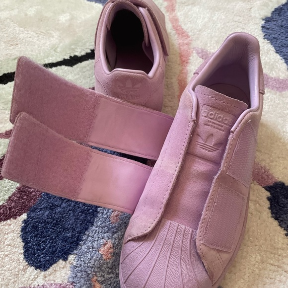 Adidas Superstar suede sneakers velcro straps clear lilac purple B28043 size 6 - Picture 9 of 10